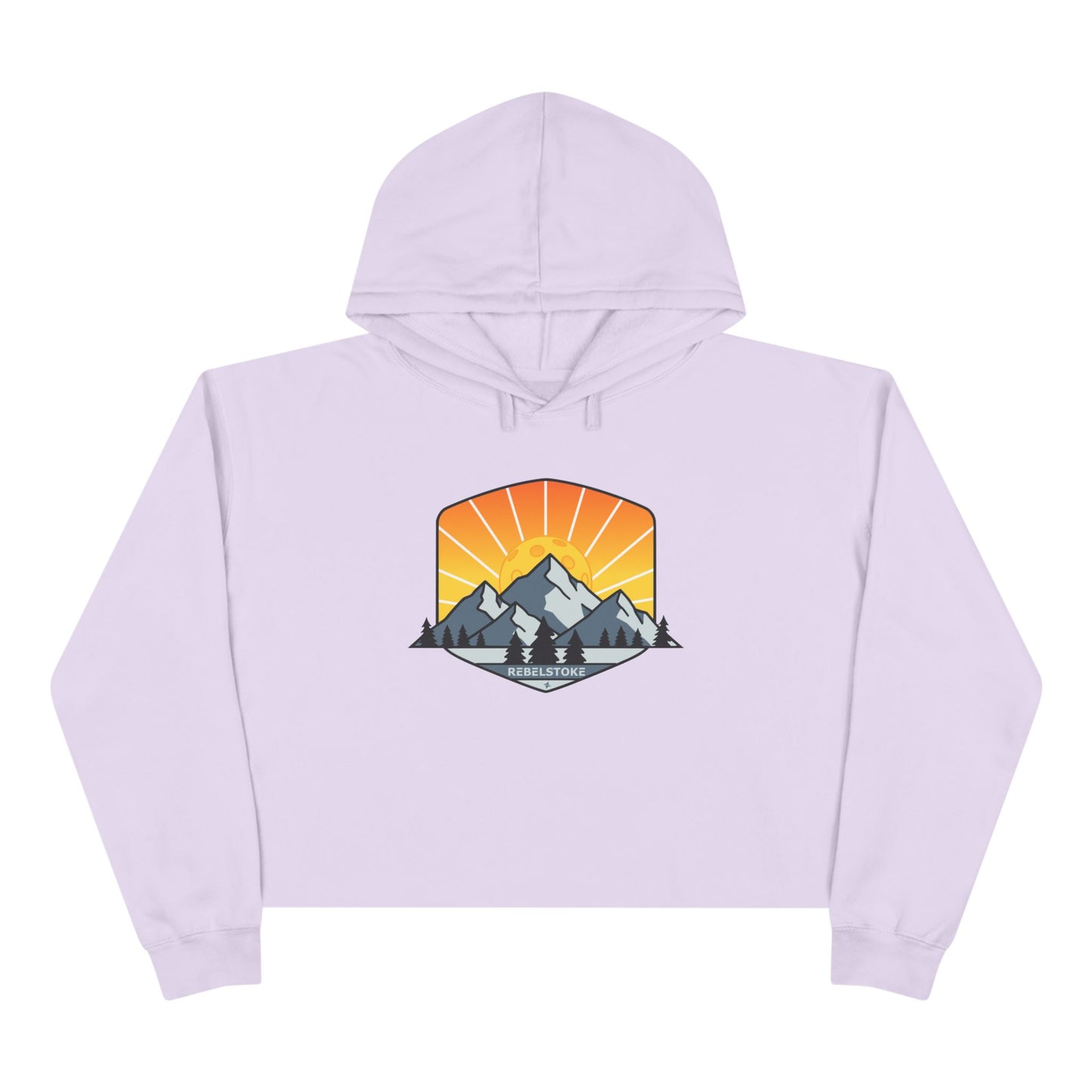 Rebelstoke Women’s Cropped Hoodie – Mountain Rise in Lilac