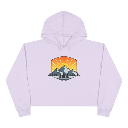 Rebelstoke Women’s Cropped Hoodie – Mountain Rise in Lilac