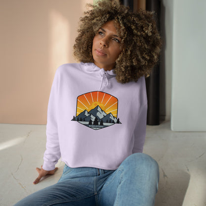 Rebelstoke Women’s Cropped Hoodie – Mountain Rise in Lilac